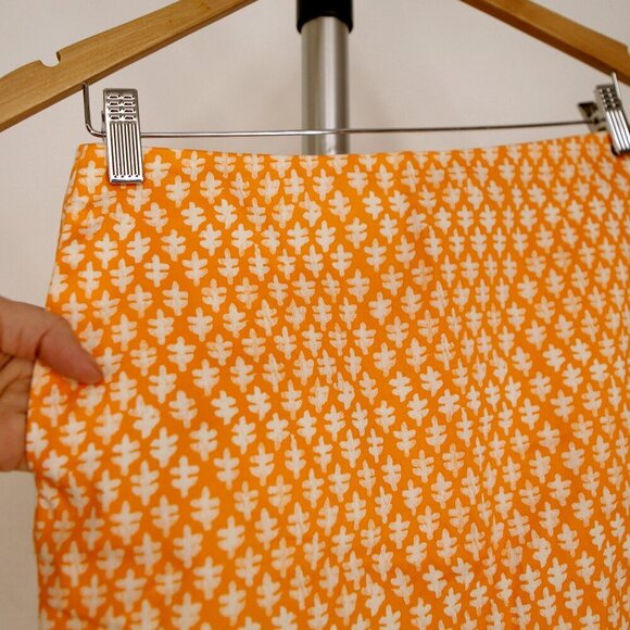 Sz 00- J. Crew Fctry Stretch Orange Boho Pattern Zip Up Mini Skirt with Pockets - Picture 2 of 8